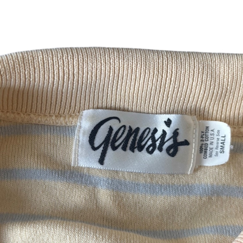 Vintage 90s Stripe Polo Sweater Top Yellow Blue - Small - Picture 4 of 9